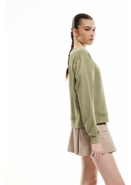 Üç Iplik Uzun Kollu Bisiklet Yaka Basic Sweatshirt