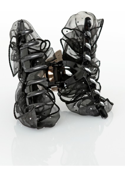 Fiyonk Model Zirkon Taş Süslemeli Tüllü Şık Mandal Saç Tokası