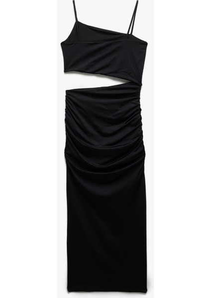 Ince Askılı Yan Pencere Detaylı Midi Bodycon Elbise fiyatları