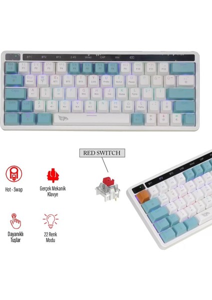 Airsync Mekanik Kablosuz Rgb Işıklı Gamer Klavye fiyatları