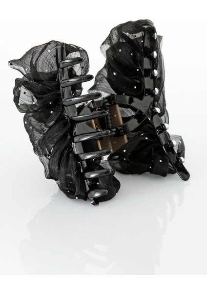 Fiyonk Model Zirkon Taş Süslemeli Tüllü Şık Mandal Saç Tokası