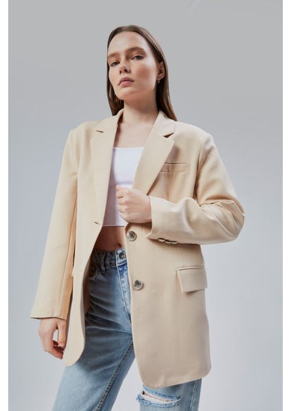Kadın Oversize Astarlı Dokuma Blazer Ceket fiyatları