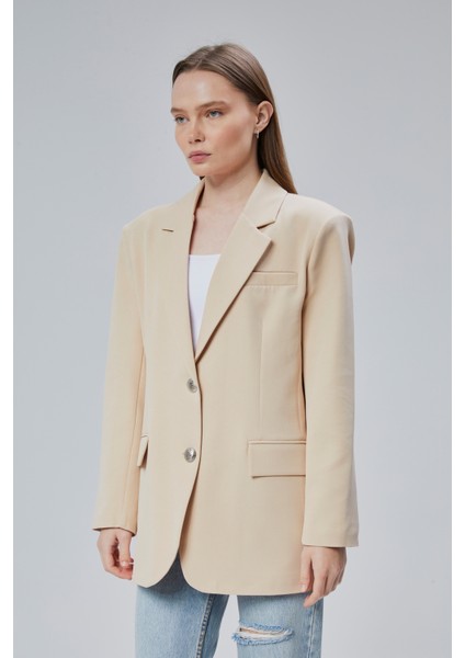 Kadın Oversize Astarlı Dokuma Blazer Ceket modelleri