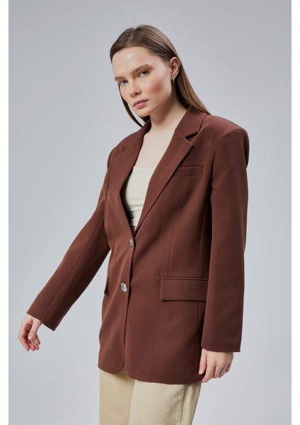 Kadın Oversize Astarlı Dokuma Blazer Ceket modelleri