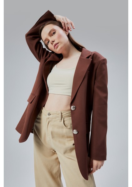 Kadın Oversize Astarlı Dokuma Blazer Ceket indirimleri