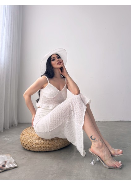 Fırfır Detaylı Crop Bluz Ve Etek Triko Ikili Takım fırsatları