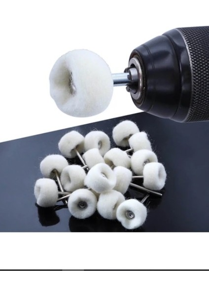 Yün Polisaj Keçe 10'lu Paket Pimli Parlatma Temizleme Kaşmir Yün Polisaj Keçe 25 mm