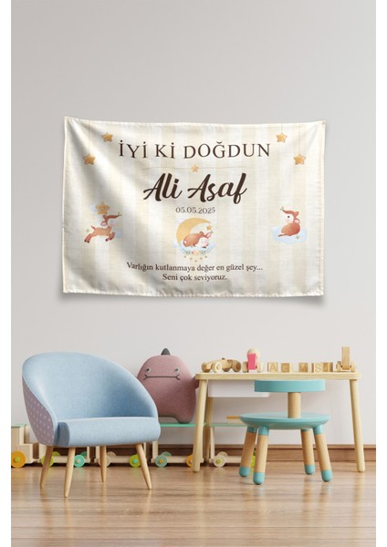 Kişiye Özel Doğum Günü Ceylan Temalı Happy Birthday Duvar Örtüsü Duvar , Doğum Günü Flaması