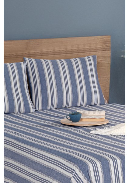 Sport Çizgili Çarşaf + Yastık Kılıfı Seti Tek Kişilik Soft Line Lacivert fiyatları