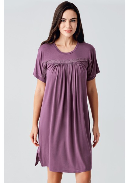 Dantelli Kısa Kollu Esnek Viskoz Gecelik 17104 fiyatları