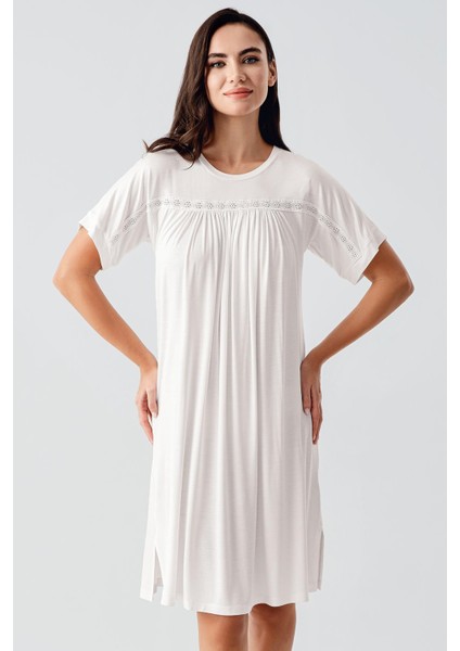 Dantelli Kısa Kollu Esnek Viskoz Gecelik 17104 fiyatları