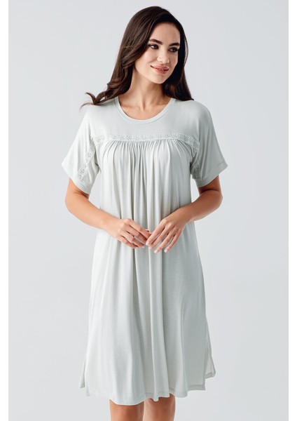 Dantelli Kısa Kollu Esnek Viskoz Gecelik 17104 fiyatları