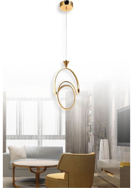 Badem Tekli Gold 3 Renk Ledli Sarkıt Avize