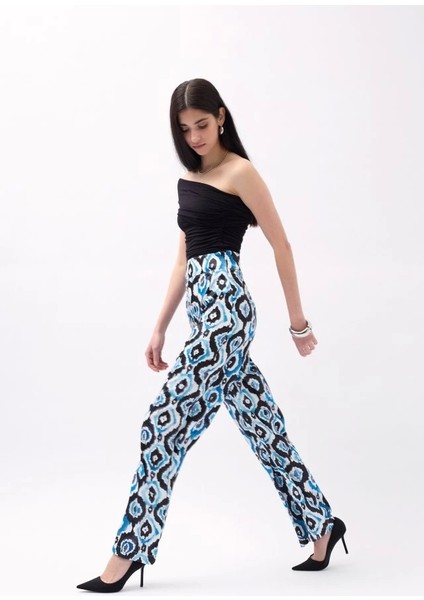 Desenli Saten Pantolon