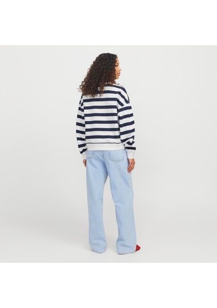 Kadin Bisiklet Yaka Çizgili Sweatshirt - Alfa modelleri