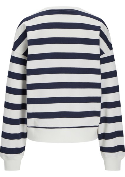Kadin Bisiklet Yaka Çizgili Sweatshirt - Alfa indirimleri