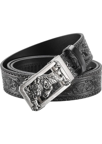 Yeni Etnik Stil Kişilik Arabesk Oyma Deri Kemer Erkek Deri Kot Kemer Kaplan (Yurt Dışından)