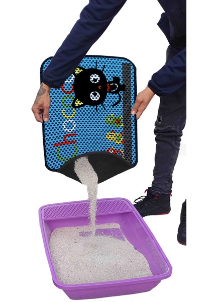 Elekli Tuvalet Önü Desenli Kedi Kumu Paspası 45 x 60 cm