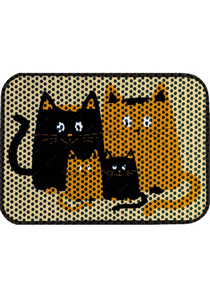 Elekli Tuvalet Önü Desenli Kedi Kumu Paspası 45 x 60 cm