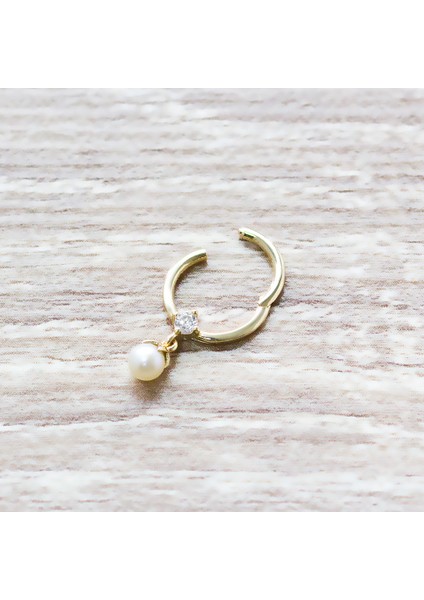 Altın Sallantı Halka Inci ve Zirkon Taşlı Piercing fiyatları