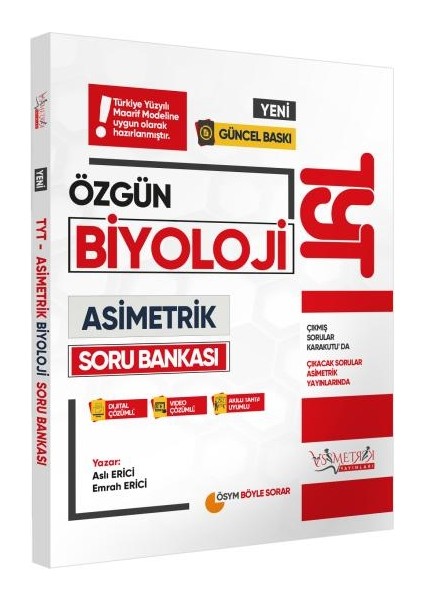 2025 Yks-Tyt Asimetrik Biyoloji Özgün Soru Bankası Yeni Nesil Dijital Çözümlü Asimetrik Yayınları