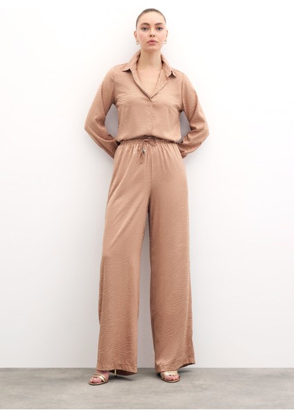 Zebra Desenli Salaş Pantolon - Camel modelleri