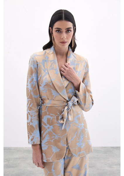 Renkli Uzun Ceket - Bebe Mavi