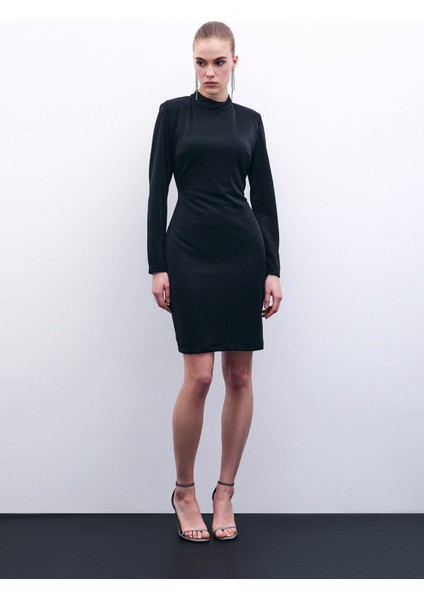 Parlak Kısa Elbise - Siyah modelleri