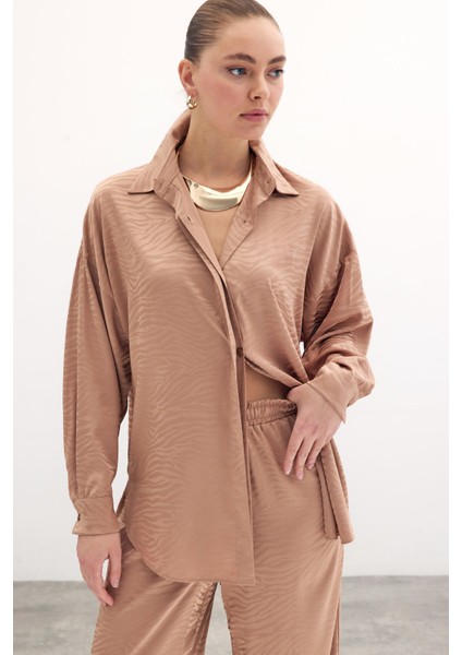 Zebra Desenli Salaş Gömlek - Camel modelleri