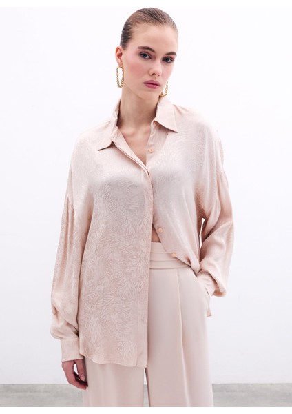 Desenli Salaş Gömlek - Bej