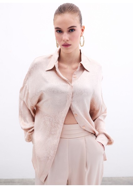 Desenli Salaş Gömlek - Bej fiyatları