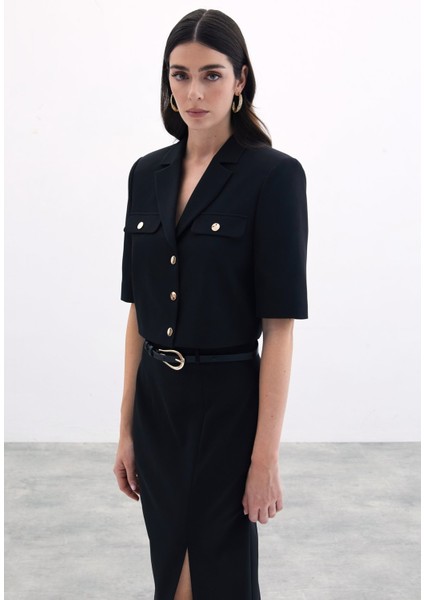 Kısa Kollu Ceket - Siyah indirimleri