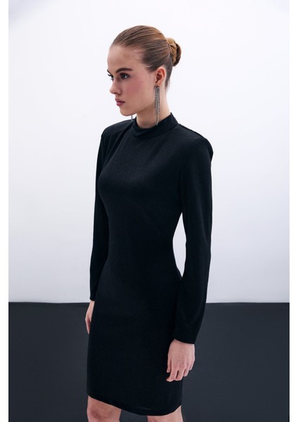 Parlak Kısa Elbise - Siyah indirimleri