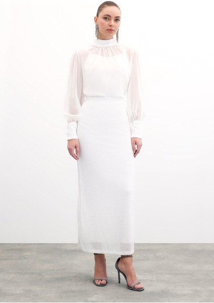 Payet Detaylı Bluz - Ekru modelleri