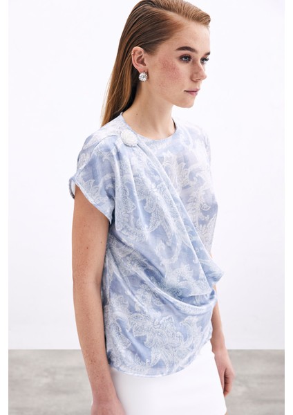 Aksesuar Detaylı Bluz - Mavi fırsatları