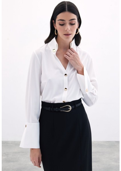 Çıt Çıt Detaylı Gömlek - Ekru fiyatları