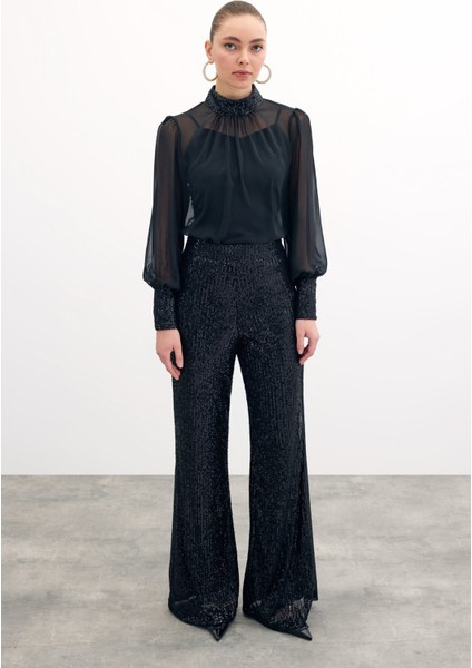 Payet Detaylı Bluz - Siyah fiyatları
