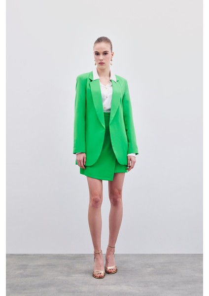 Klasik Yaka Uzun Ceket - Açık Yeşil