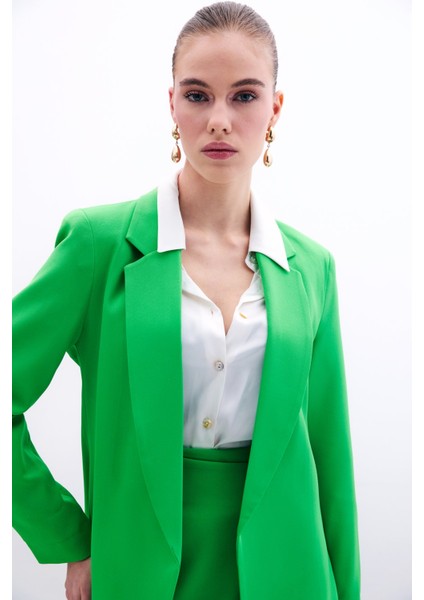 Klasik Yaka Uzun Ceket - Açık Yeşil indirimleri