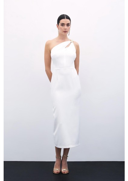 Aksesuar Detaylı Elbise - Ekru modelleri