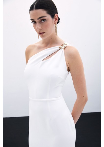 Aksesuar Detaylı Elbise - Ekru indirimleri