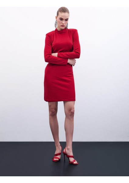 Parlak Kısa Elbise - Kırmızı