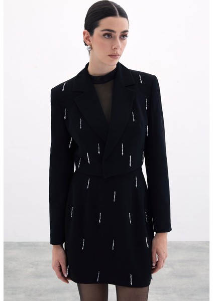 Taşlı Kısa Ceket - Siyah fiyatları