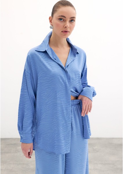 Zebra Desenli Salaş Gömlek - Indigo fiyatları