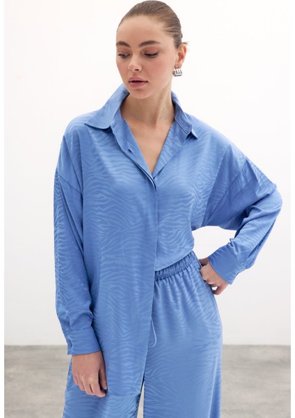 Zebra Desenli Salaş Gömlek - Indigo fırsatları