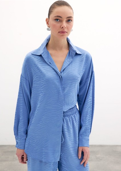 Zebra Desenli Salaş Gömlek - Indigo indirimleri