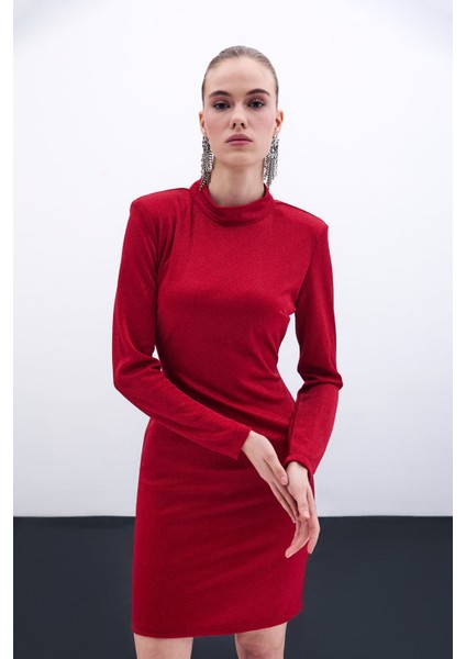 Parlak Kısa Elbise - Kırmızı fırsatları