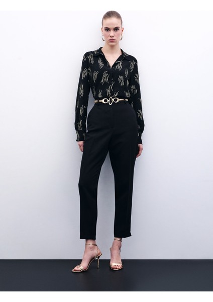 Cepli Düz Pantolon - Siyah