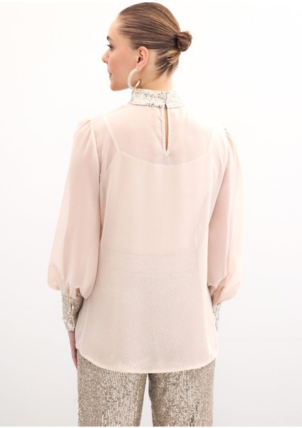 Payet Detaylı Bluz - Bej fırsatları