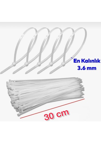 Plastik Cırt Kelepçe 3.6X300 mm (100 Adet) Beyaz fiyatları